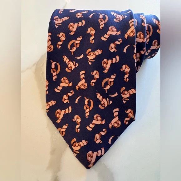 Gucci Navy Silk Necktie Ribbon Equestrian Nautical Motif Made in Italy 3.75 x60”